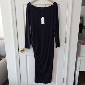 NWT Universal Standard Simone side-ruched dress, Black, Size US Small (14-16)
